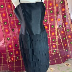 Jovani Elegant Black Strapless Dress with Layered Skirt